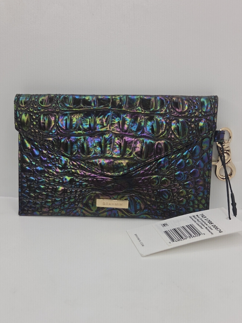 🖤▪️Brahmin▪️ Iridescent Mini Envelope Case Black pearl Ombre Melbourne Leather